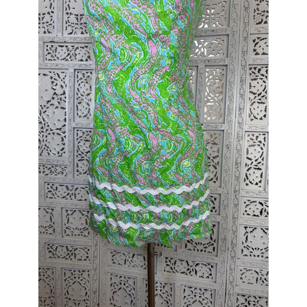 Lilly Pulitzer Pearl Alligator Shift Dress Sz 0 Preppy Bright Colorful Beachy - Picture 3 of 8